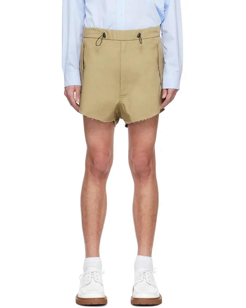 Random Identities Beige Zip Shorts Beige