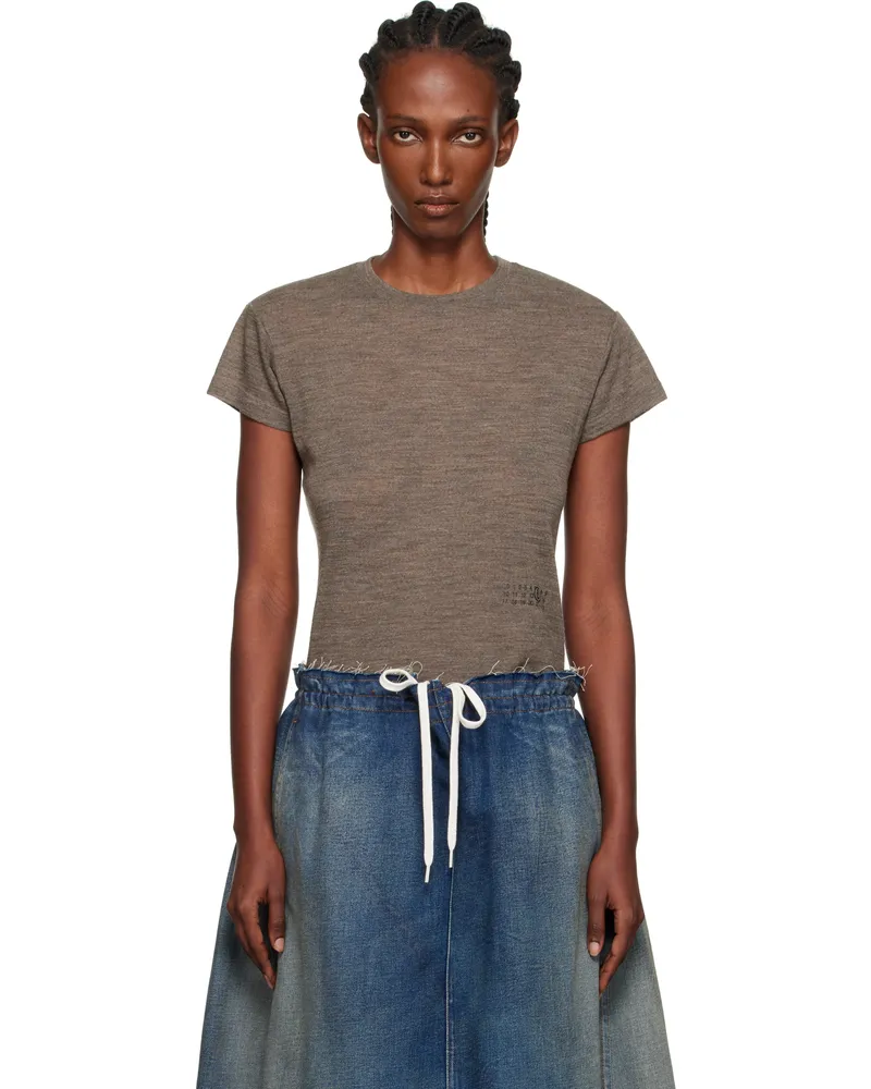 Maison Margiela Taupe Sheer Wool Jersey T-shirt 809