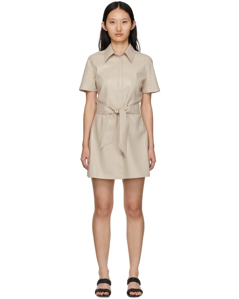 Nanushka Taupe Halli Shirt Vegan Leather Dress Creme