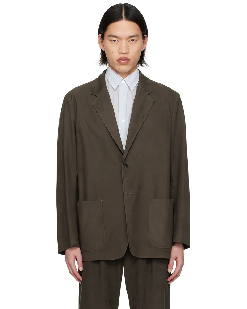 AURALEE Brown Notched Lapel Blazer Dark