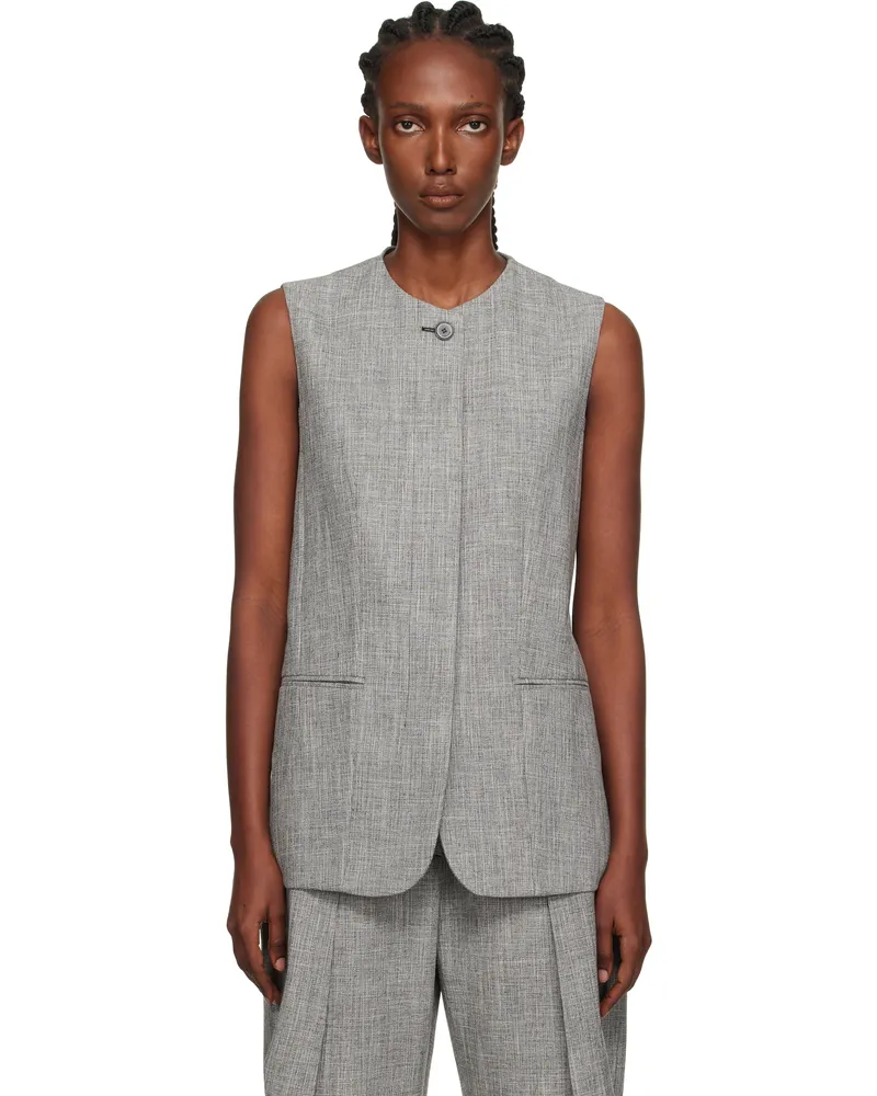 Lanvin Gray Button Vest Heather
