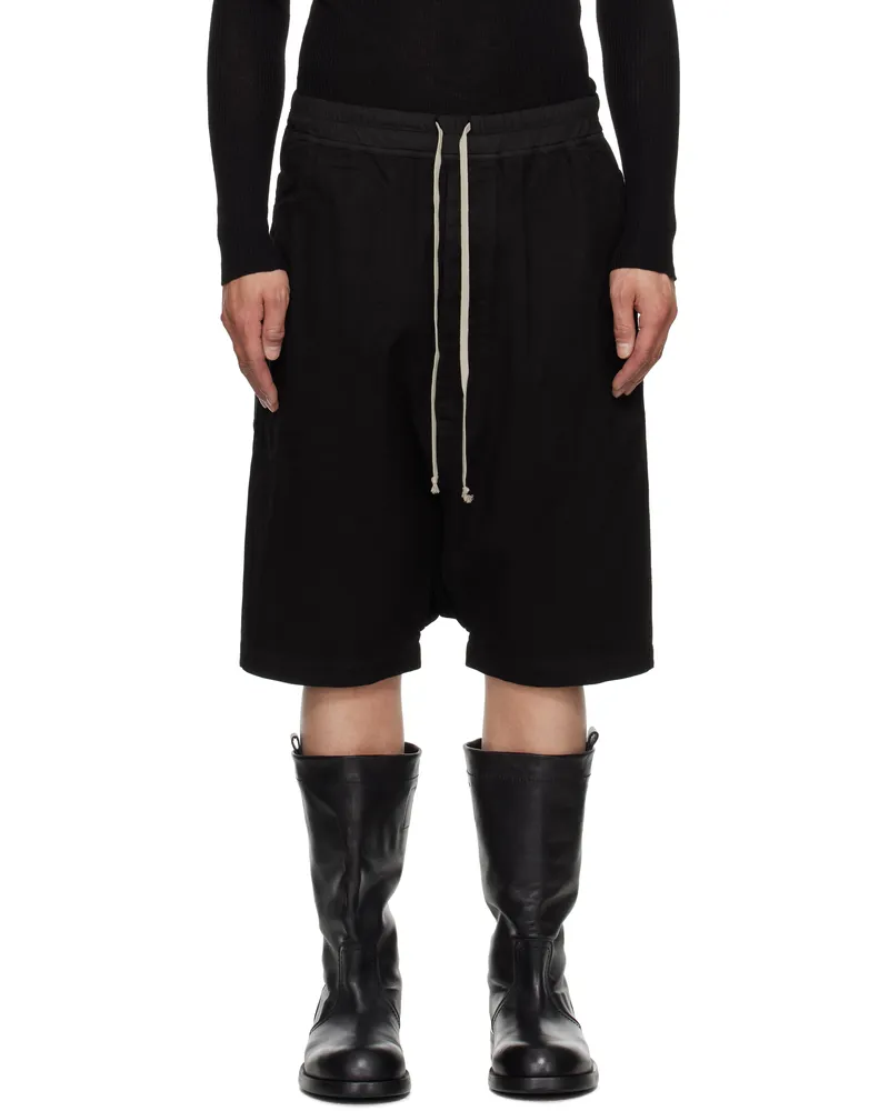 DRKSHDW by Rick Owens Black Hollywood Drawstring Pods Shorts 09