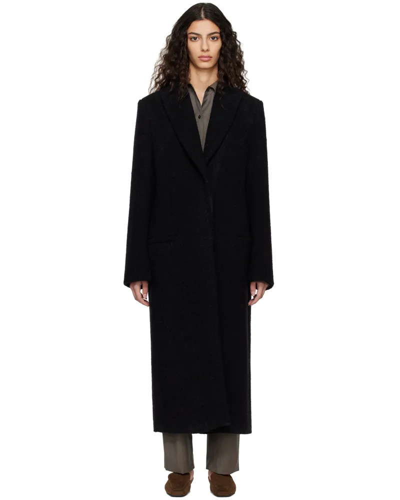 Totême Black Peaked Lapel Coat 200
