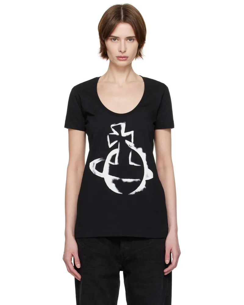 Vivienne Westwood Black Stencil Orb Lollo T-Shirt N401