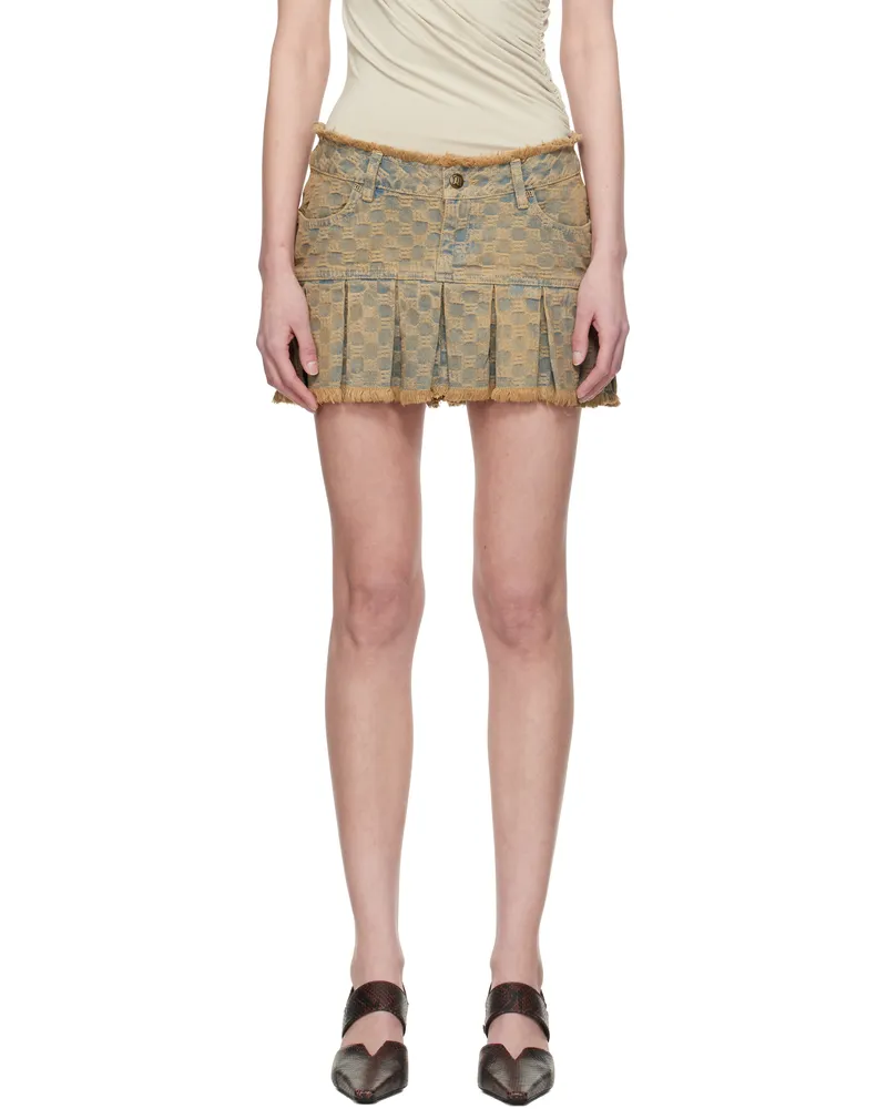 MISBHV SSENSE Exclusive Blue Monogram Denim Pleated Miniskirt Blue