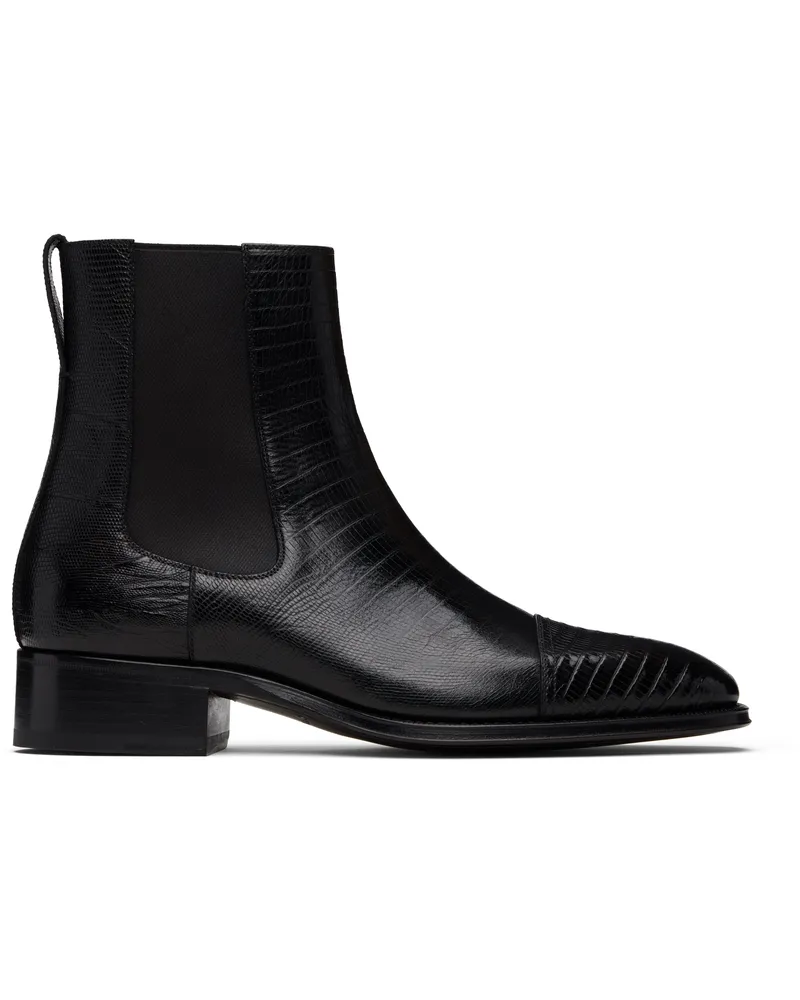 Tom Ford Black Printed Tejus Chelsea Boots 1n001black