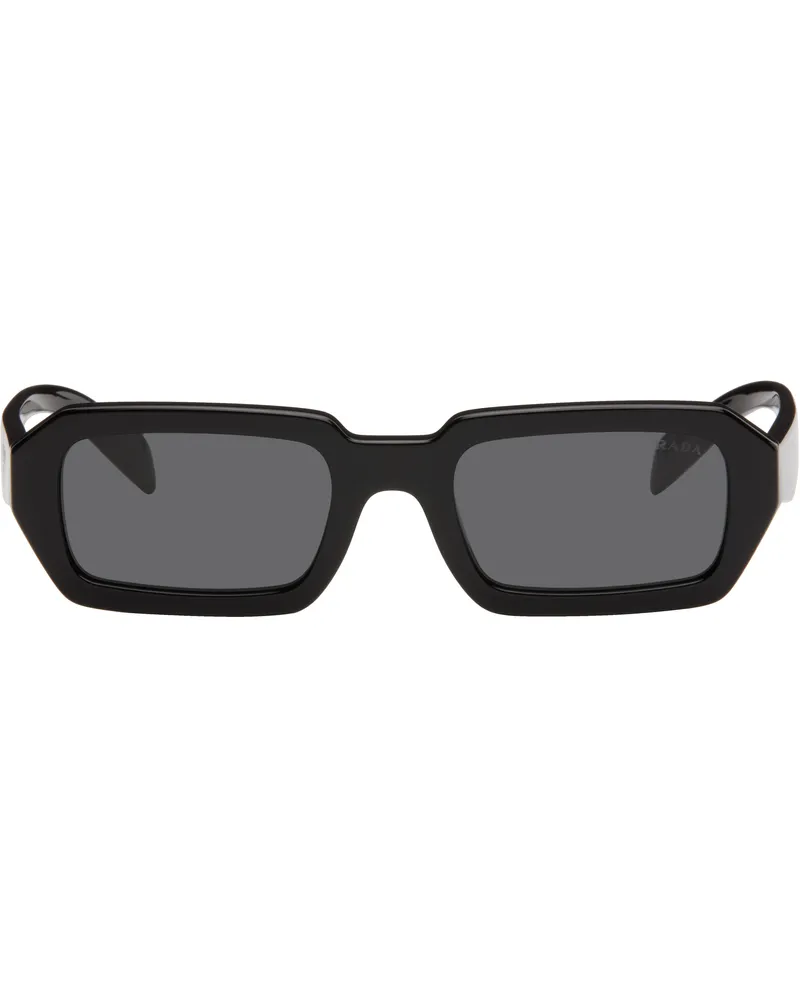 Prada Black Angular Rectangle Acetate Sunglasses 16k08z