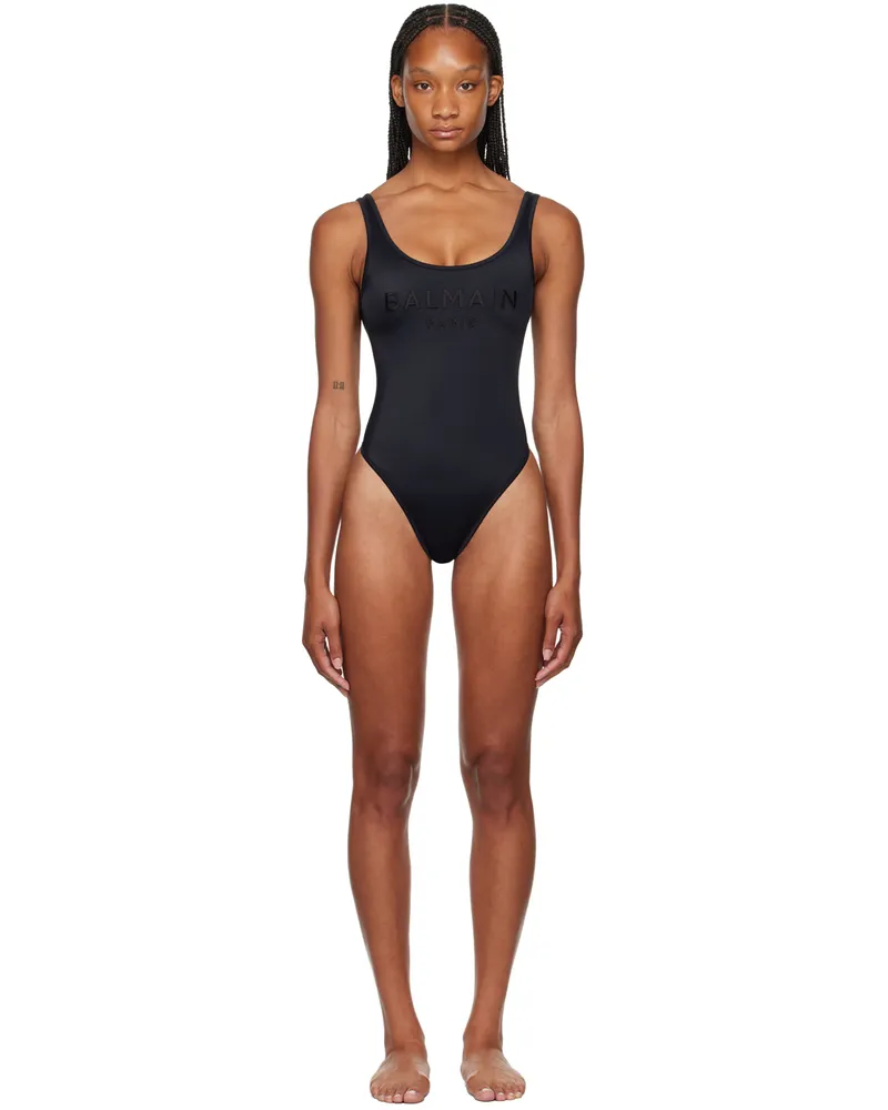 Balmain Black Logo Swimsuit 001