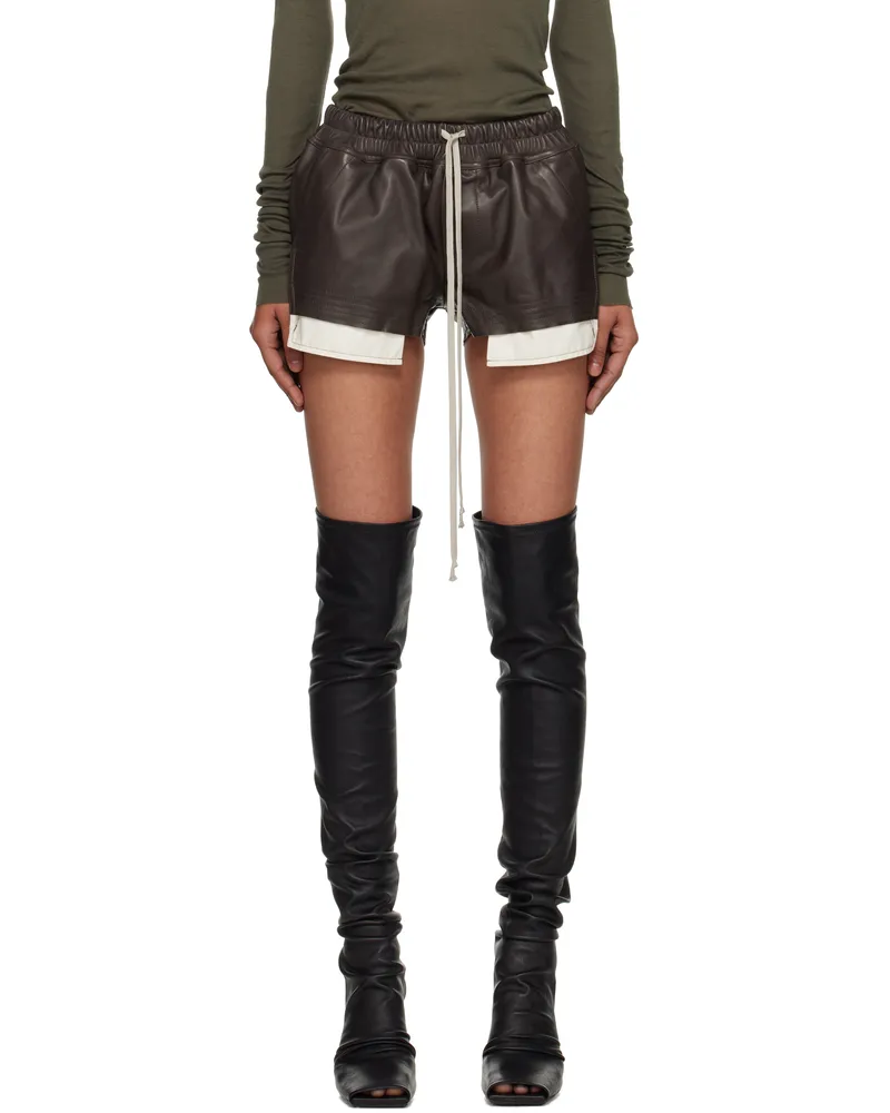 Rick Owens Gray Concordians Fog Boxer Leather Shorts 78