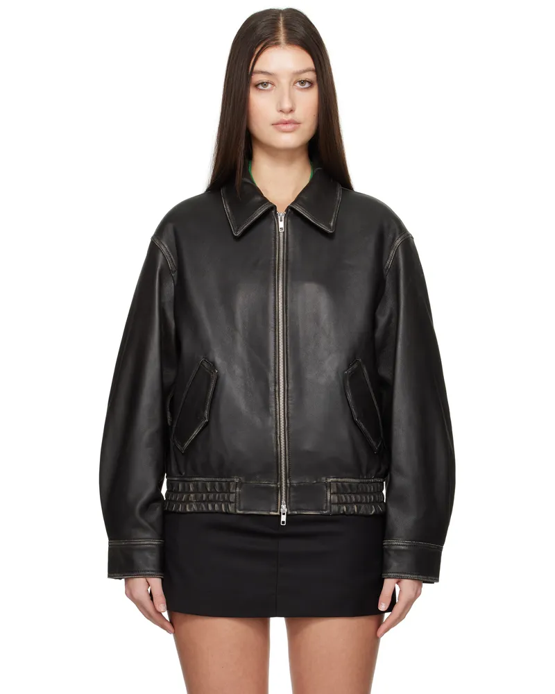 Dunst Black Lambskin Leather Jacket Brushed
