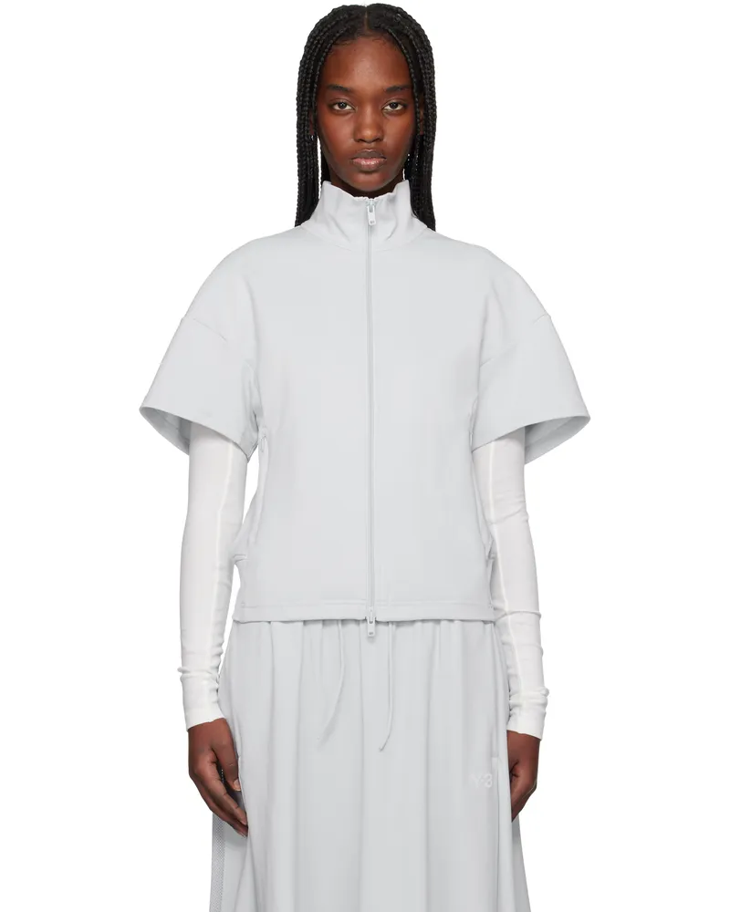 Y-3 Gray 3-Stripes Short Sleeve Track Jacket Grey