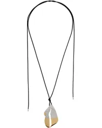 PANCONESI Black Petali Cord Pendant Necklace Silver