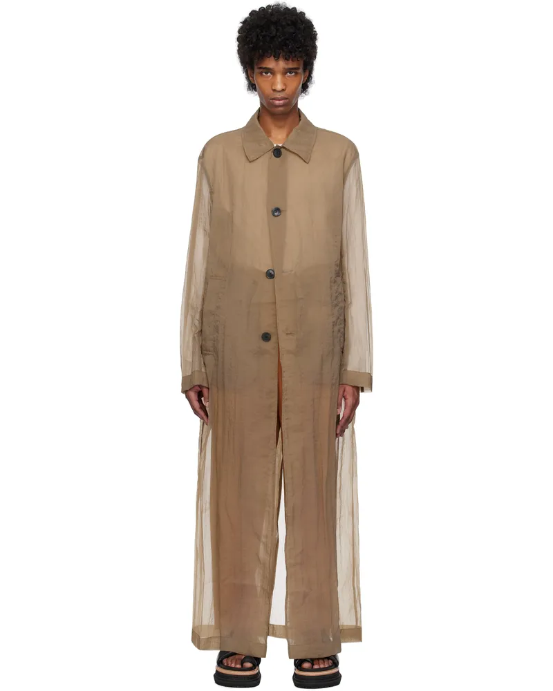 Dries van Noten Brown Loose Fit Mac Coat 703