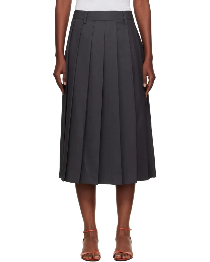 Dunst Gray Pleats Midi Skirt Charcoal