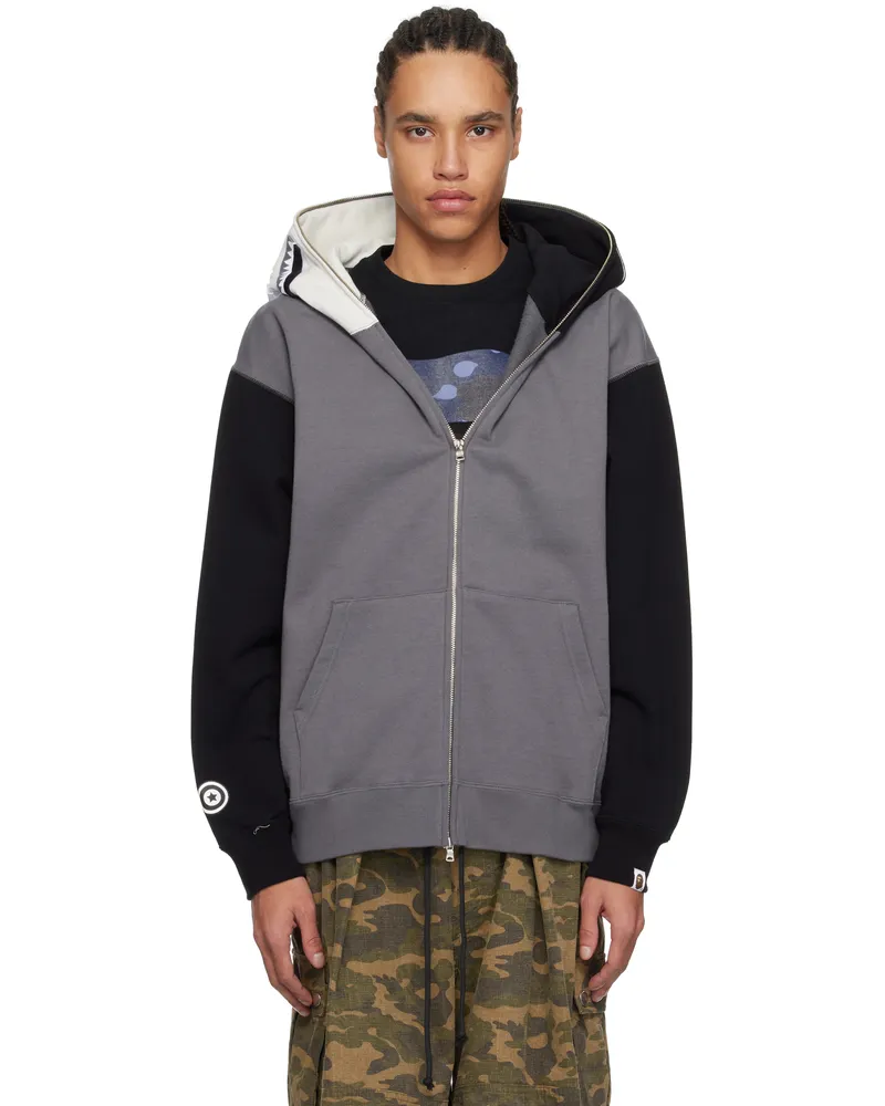 BAPE Black & Gray Shark Full Zip #1 Hoodie Blk-black