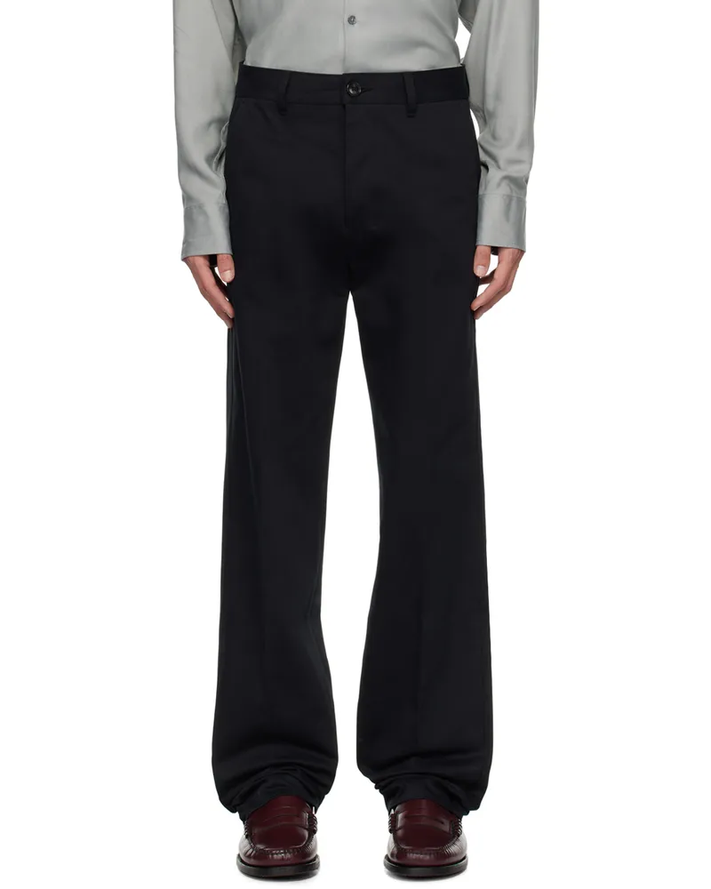 AMI Paris Black Straight Trousers Black