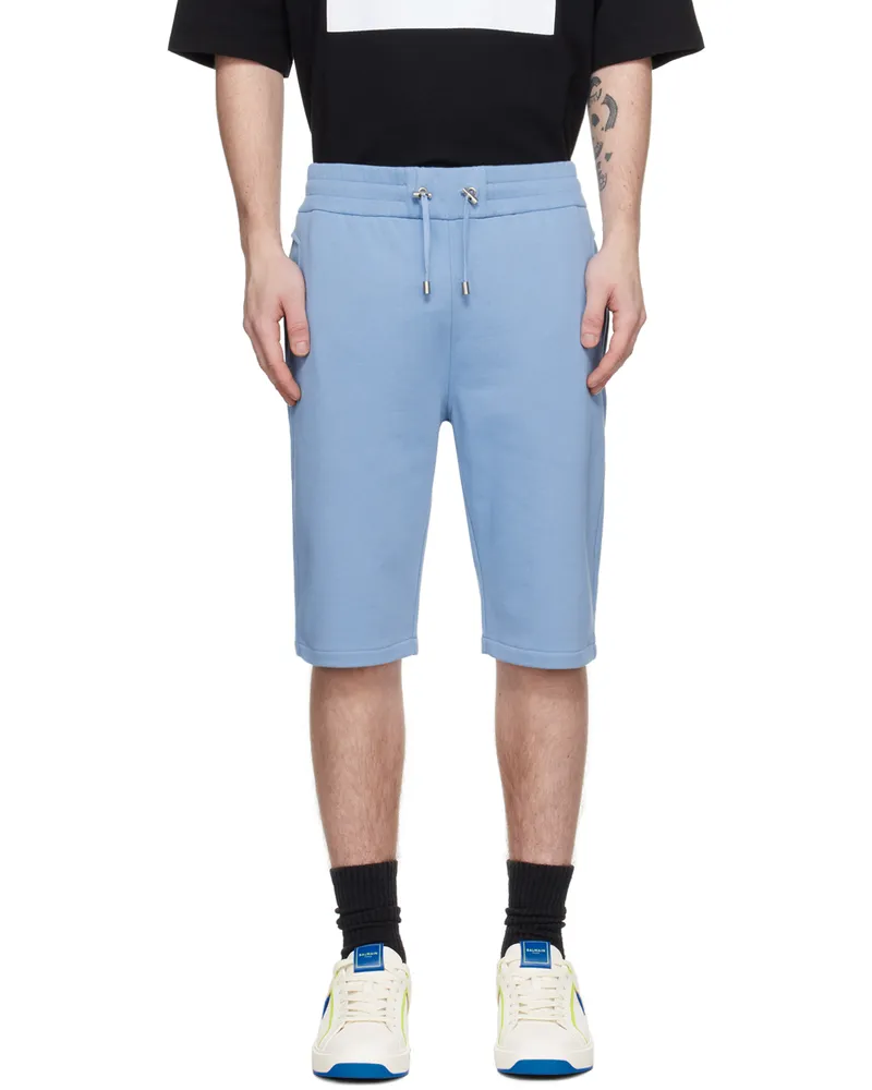 Balmain Blue Flocked Shorts Slf