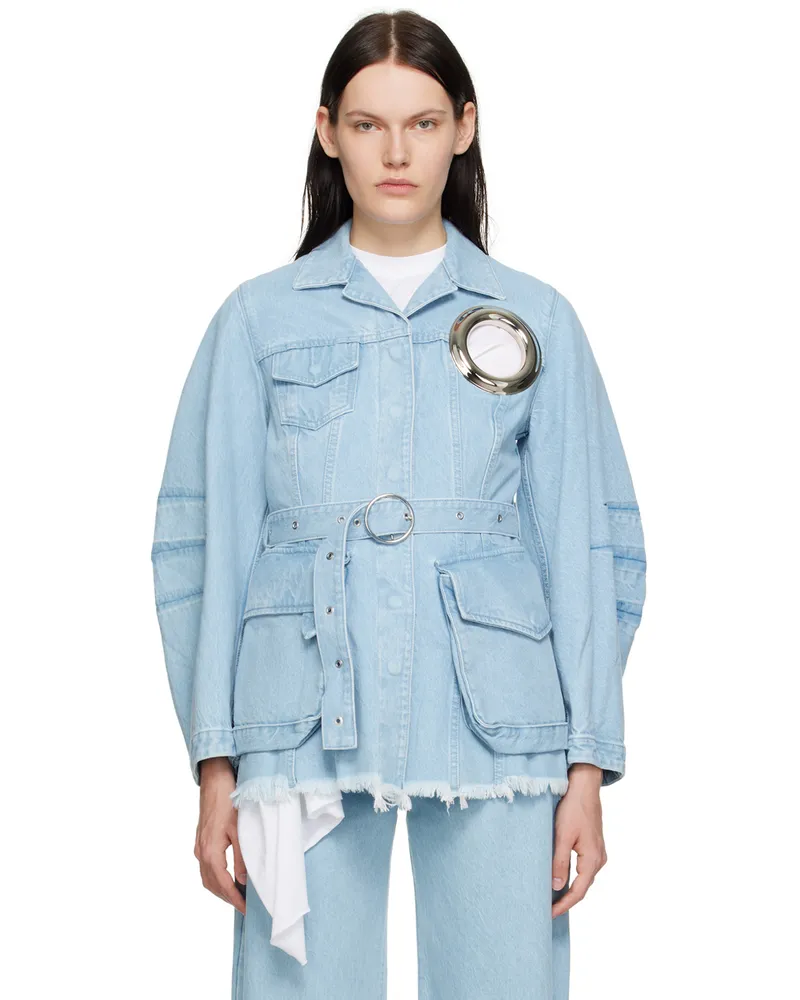 Marques ' Almeida Blue Eyelet Denim Jacket Mid