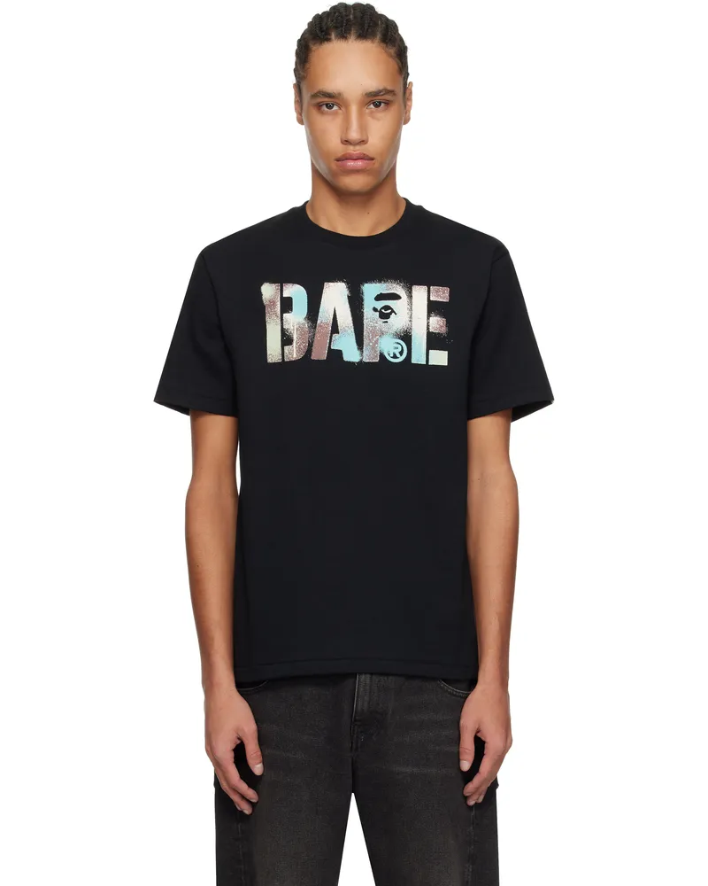BAPE Black Map Camo Stencil 'BAPE' Logo T-shirt Bkn-