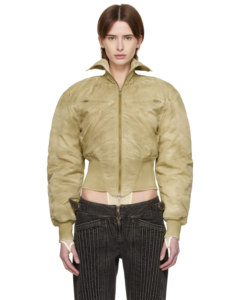 Charlotte Knowles Tan M-Claw Bomber Jacket Pale