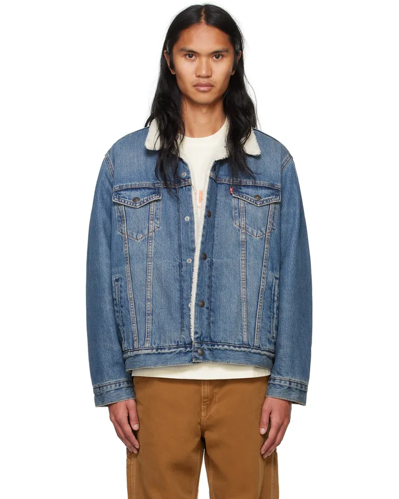Levi's Blue Type III Sherpa Denim Trucker Jacket Fable