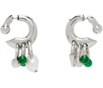 Silver & Green Multi Charm Earrings
