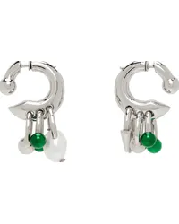 Acne Studios Silver & Green Multi Charm Earrings Ayh