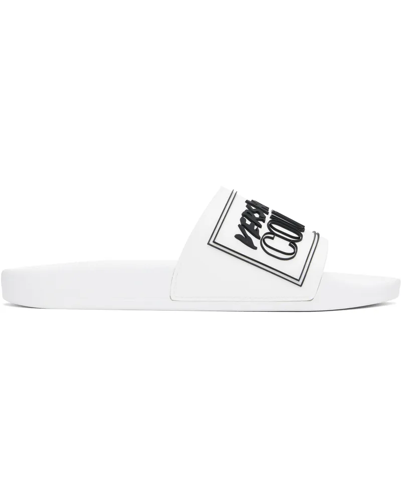 Versace Jeans White Logo Shelly Pool Slides E003-white