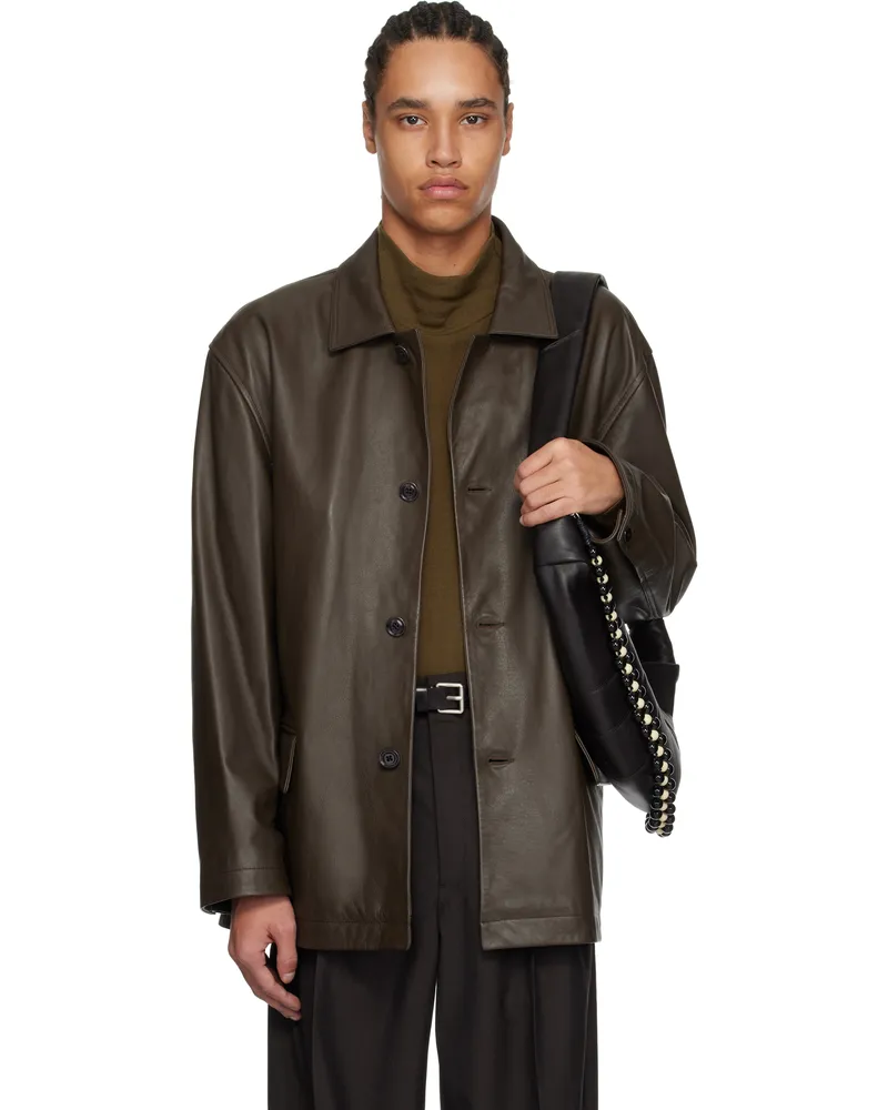 Christophe Lemaire Brown Relaxed Leather Jacket Br440