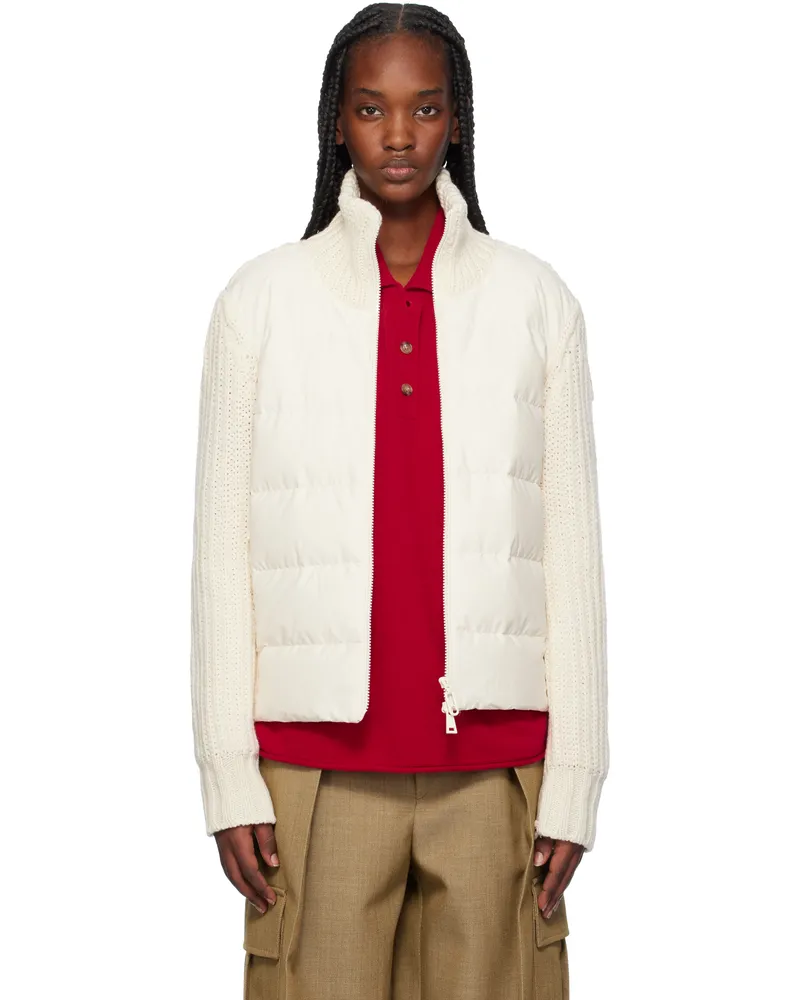 Moncler Off-White Padded Wool & Cashmere Zip-Up Down Cardigan 034