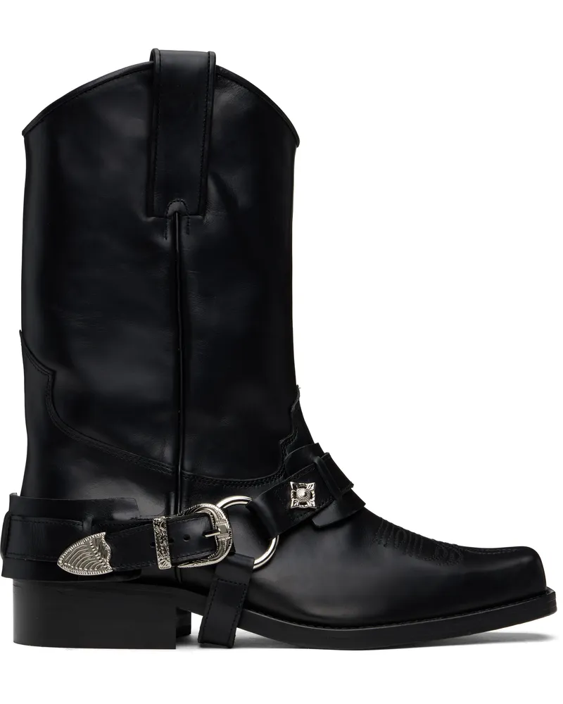 Toga SSENSE Exclusive Black Hard Leather Boots Black