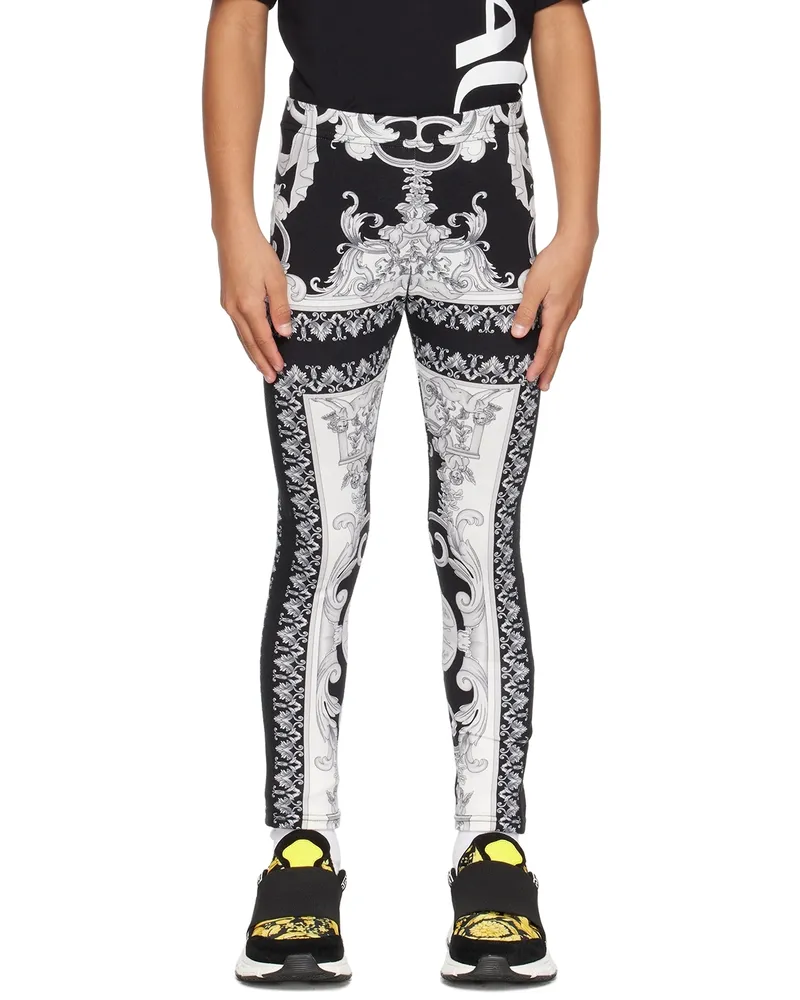 Versace Kids Black & White Baroque Leggings 5b040