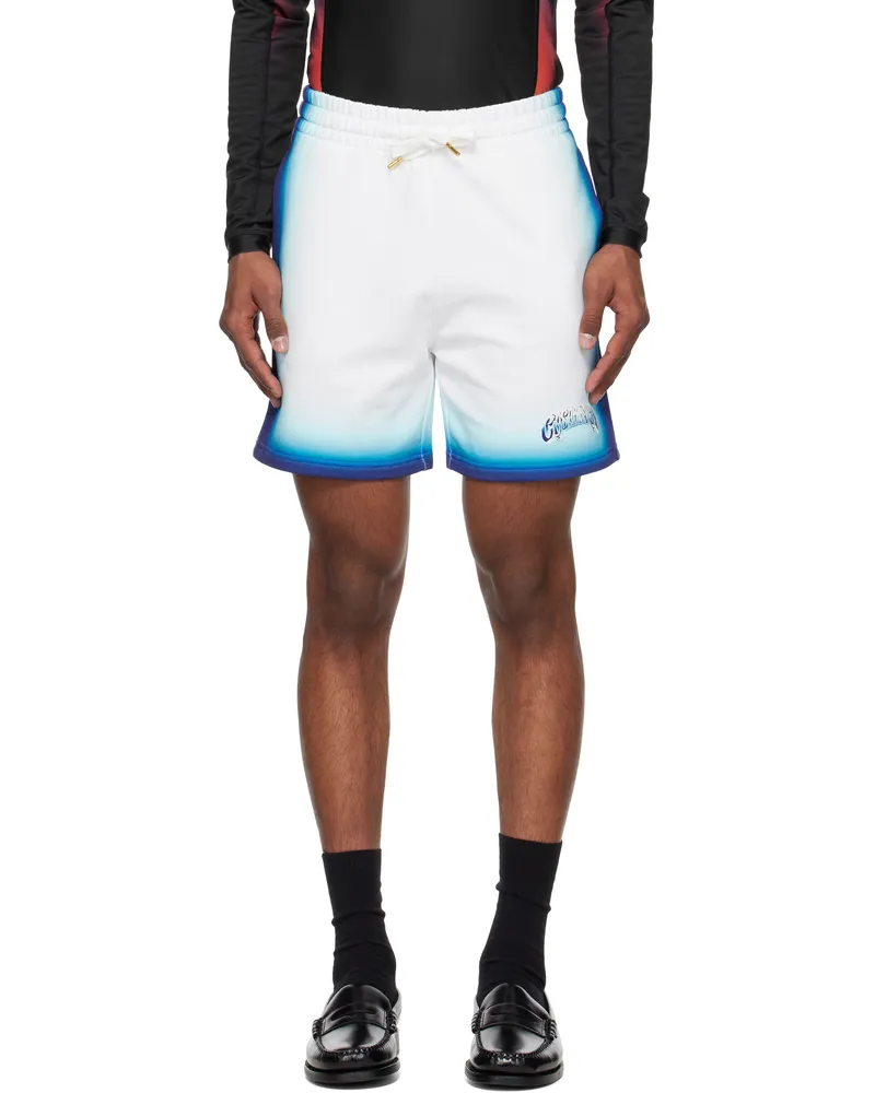 Casablanca Paris White & Blue Fade Sweat Shorts Blue