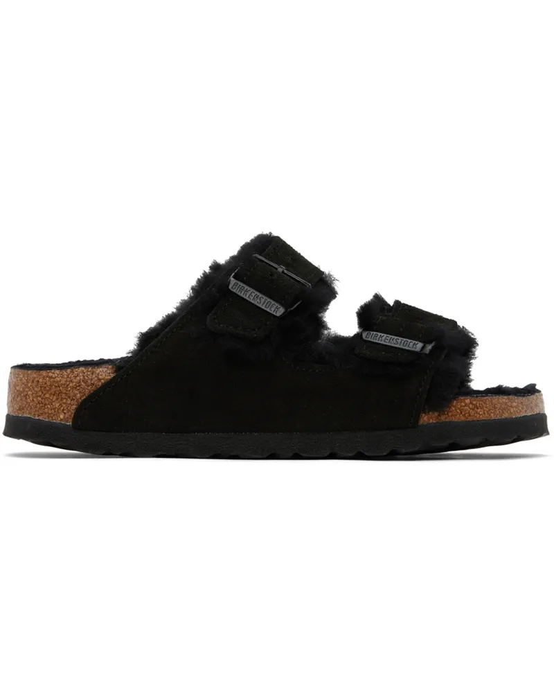 Birkenstock Black Narrow Arizona Shearling Sandals Black