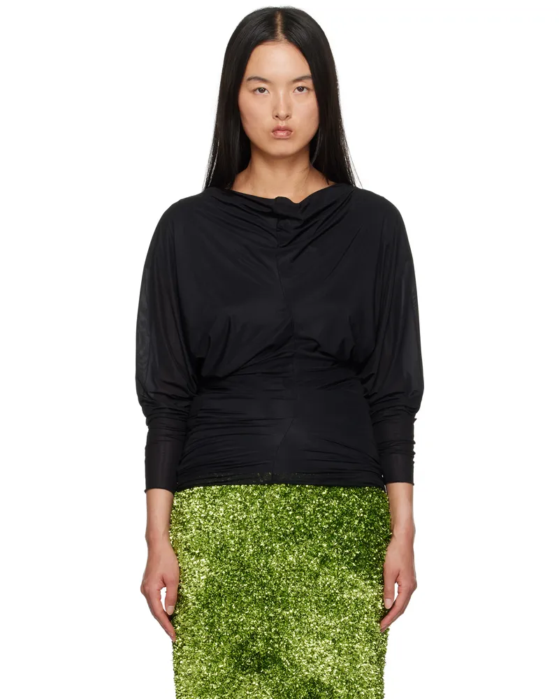 Dries van Noten Black Draped Blouse 900
