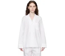 White Poplin Sleep Cotton Button Up Shirt