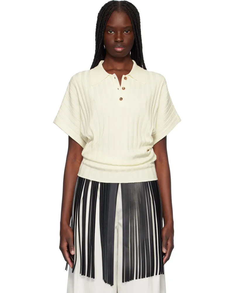 RECTO Off-White Dolman Sleeves Knit Polo Ivory
