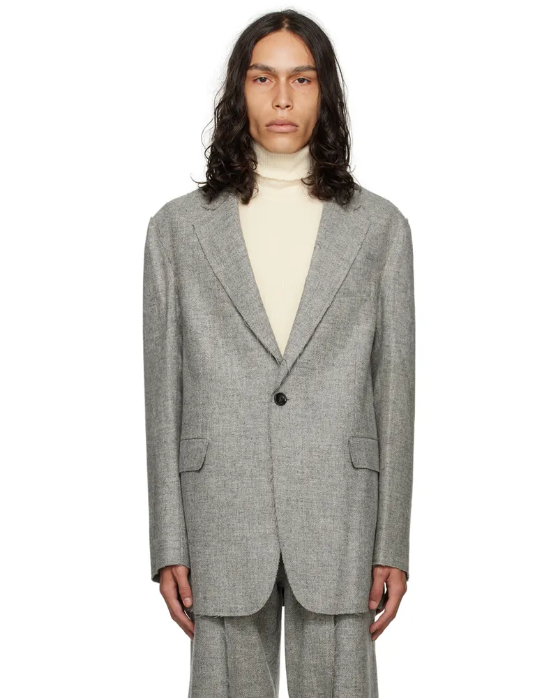 R13 Gray Raw Cut Blazer Lt