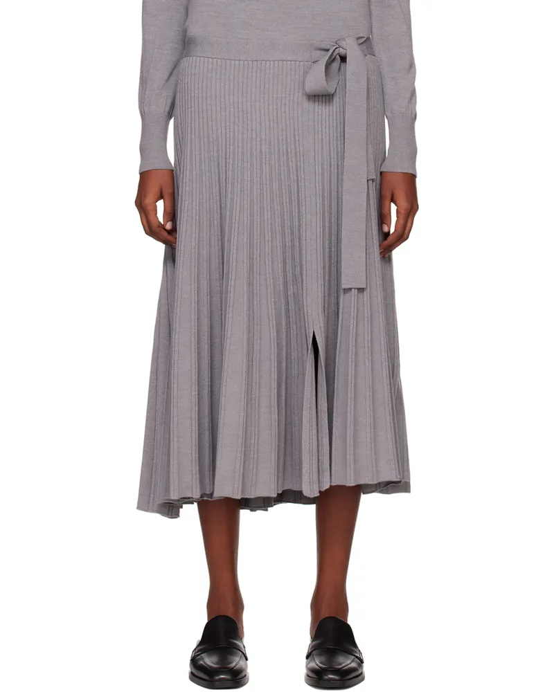 3.1 phillip lim Gray Belted Midi Skirt Lt