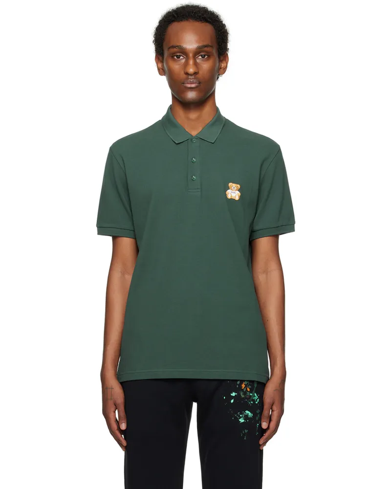 Moschino Green Embroidered Polo V0441