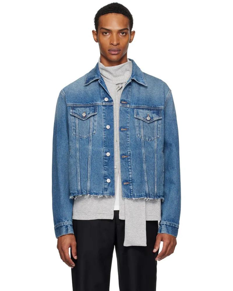 Maison Margiela Blue Frayed Denim Jacket 965