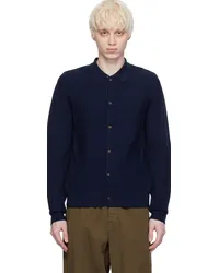 King & Tuckfield Blue Textured Wave Cardigan Midnight