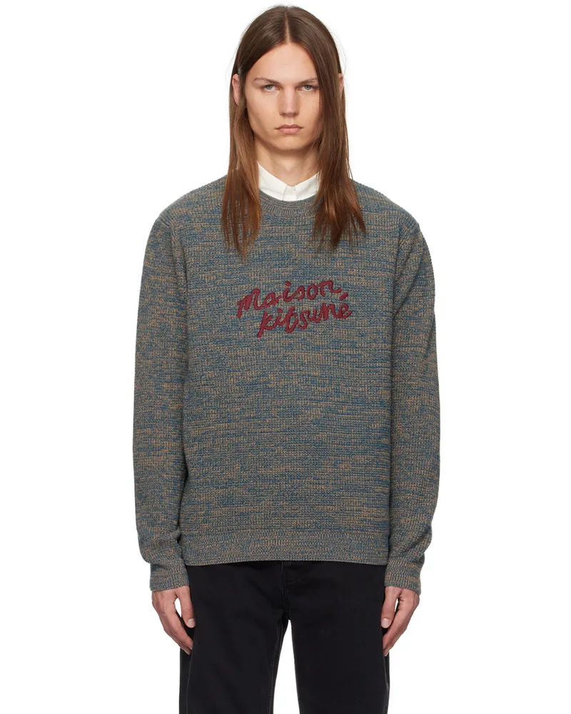Kitsuné Blue 'Maison Kitsuné' Handwriting Sweater 0016