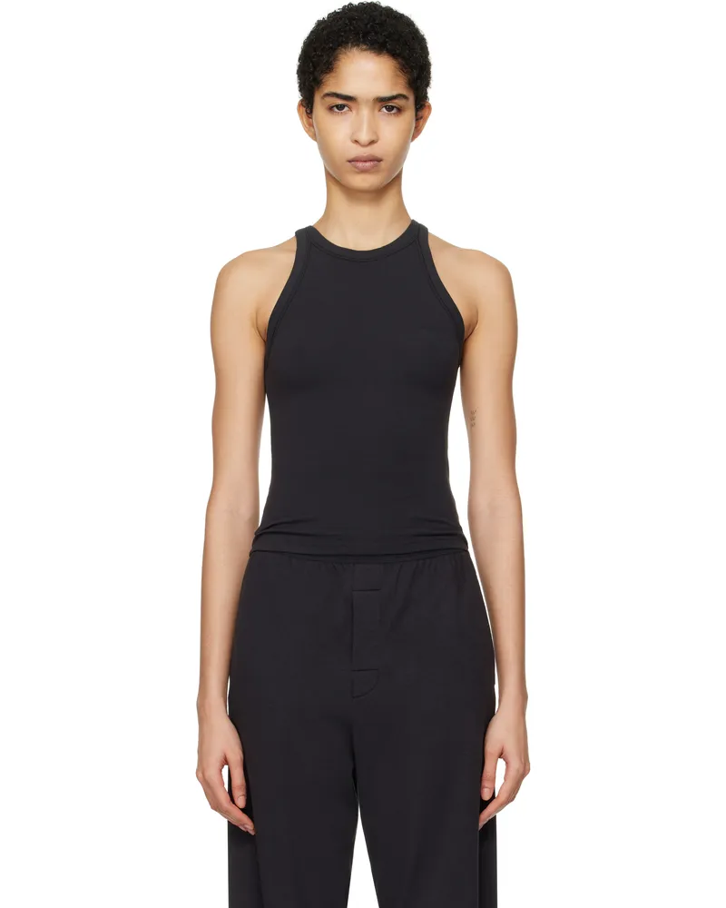 SKIMS Black Cotton Jersey Crew Neck Tank Top Soot