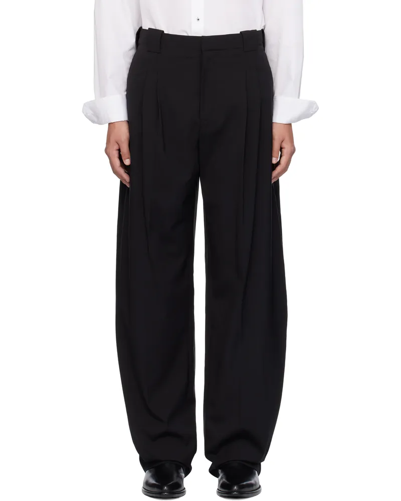Thierry Mugler Black Pleated Wide Leg Trousers 1999