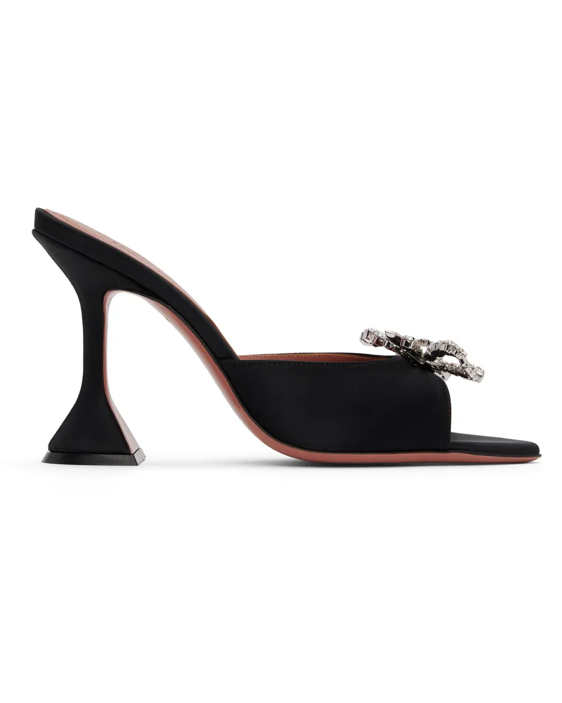 Amina Muaddi Black Rosie Slipper Heeled Sandals Black