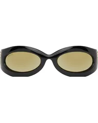 Gucci Black Oval Sunglasses Black-black-gold