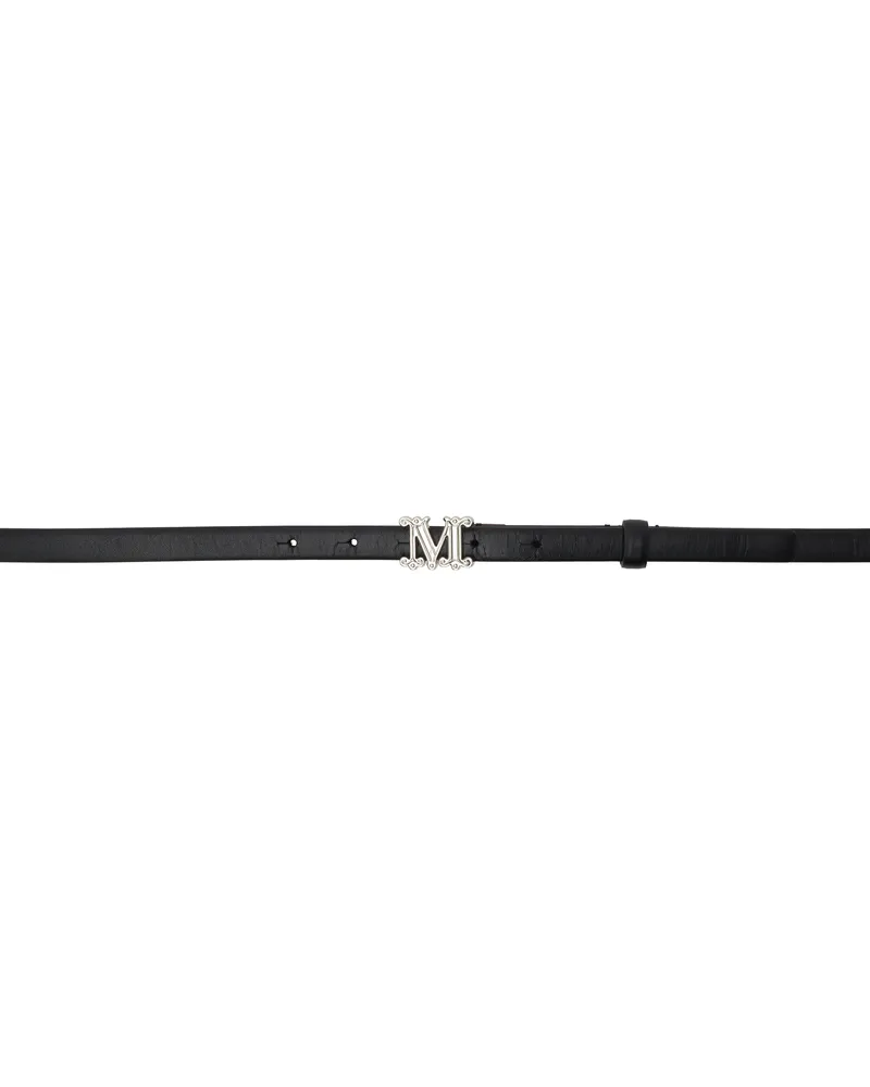 Max Mara Black Leather Monogram Belt 001
