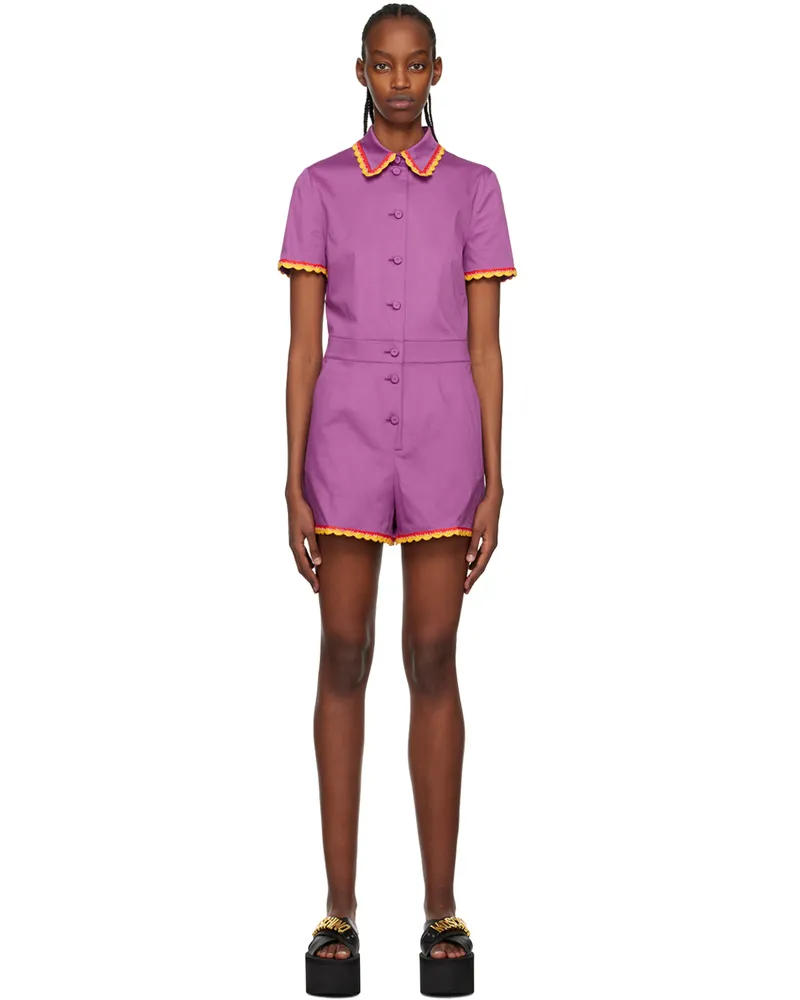 Moschino Purple Crochet Trim Jumpsuit A1235