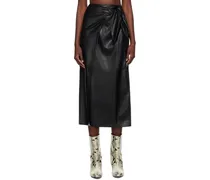 Black Amas Vegan Leather Midi Skirt